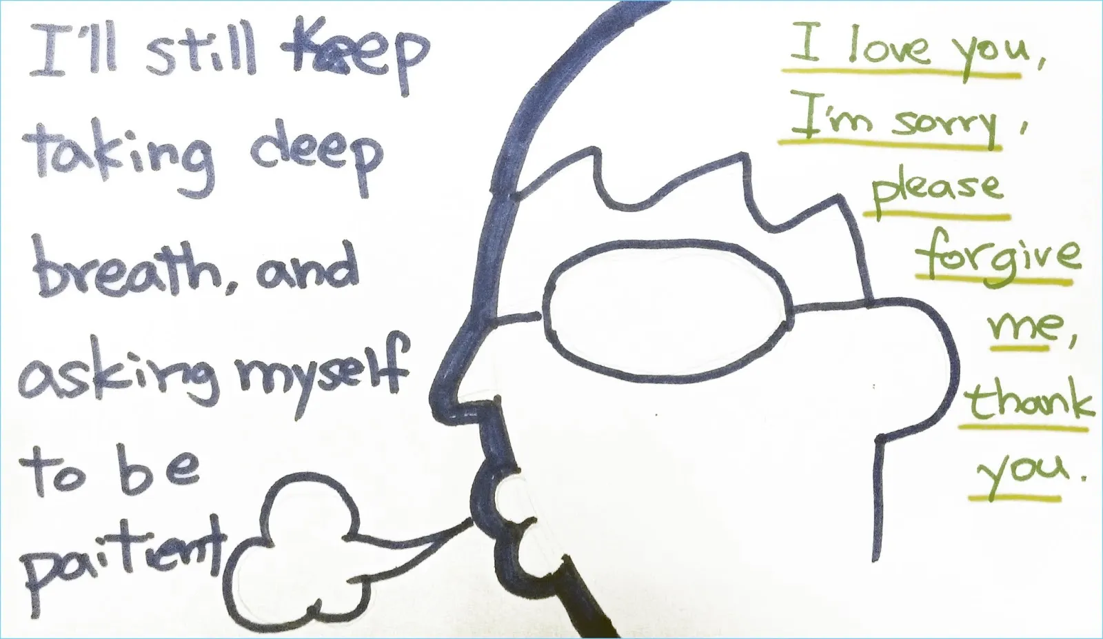 Seventeen hand-drawn colored marker illustrations forming a visual diary about love, memory, and healing — Colored marker illustration by Percy Lin 2014