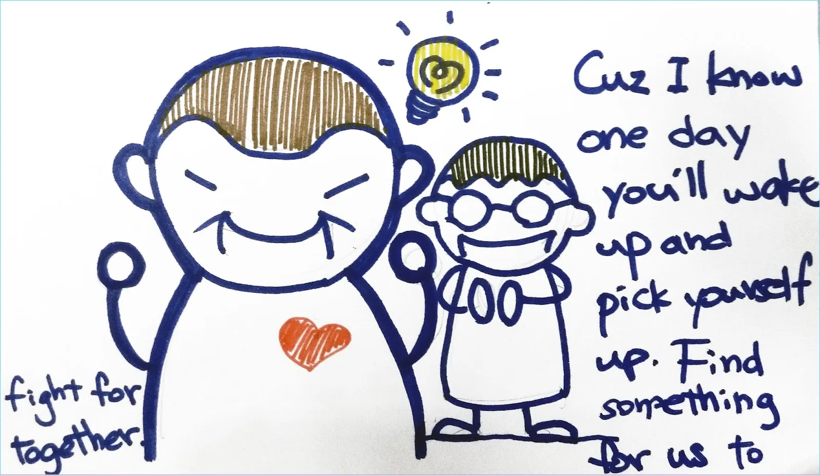 Seventeen hand-drawn colored marker illustrations forming a visual diary about love, memory, and healing — Colored marker illustration by Percy Lin 2014