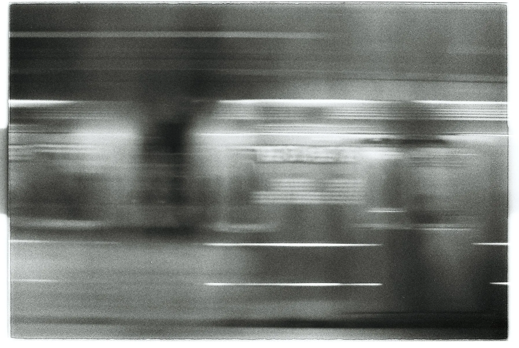 Motion blur of a subway train, reflecting the pace and repetition of modern life. Film Photography by Percy Lin, 2017