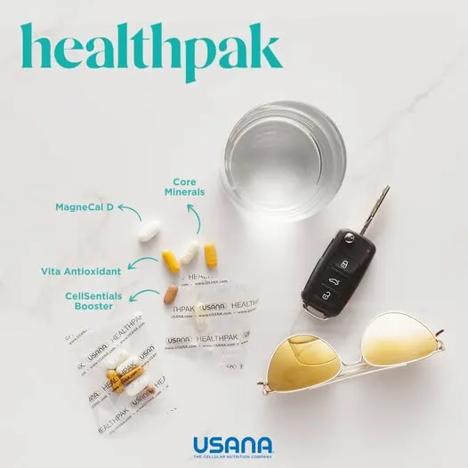 USANA HealthPak daily foundational nutrition system with Core Minerals, Vita Antioxidant, MagneCal D, and CellSentials Booster